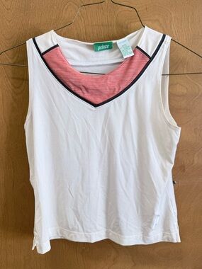 Prince White Tank Top with Pink V-Inset and Black Piping